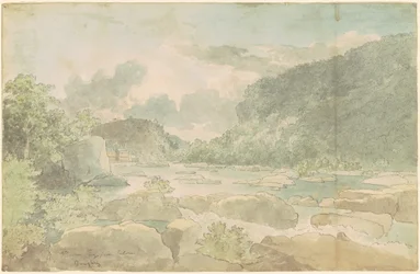 Harpers Ferry from Below, c.1825-26 (pero a inkoust s akvarelem na papíře)