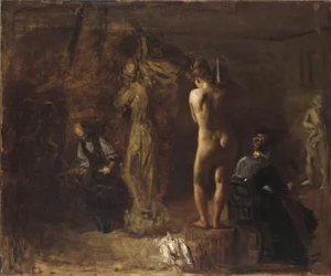 William Rush vyřezává svou alegorickou postavu řeky Schuylkill, 1876
