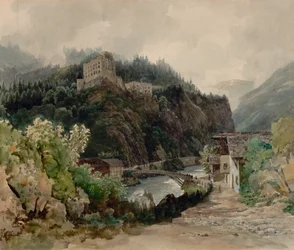 Pohled na hrad Landeck v Tyrolsku