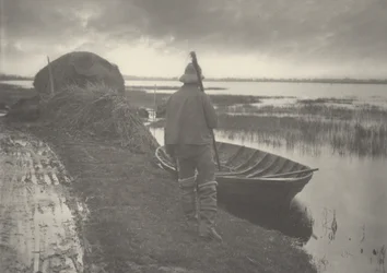 Marshman jde řezat střešní krytinu,1886 (foto)