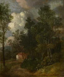 Zalesněná krajina s postavami u domu, c.1752