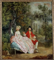 Rozhovor v parku: Thomas Gainsborough a jeho manželka Margaret Obraz Thomase Gainsborougha (1727-1788) 1746 Ne. 0,73 x 0,68 m - Rozhovor v parku: Thomas Gainsborough a jeho nevěsta Margaret. Obraz Thomase Gainsborougha (1727-1788)