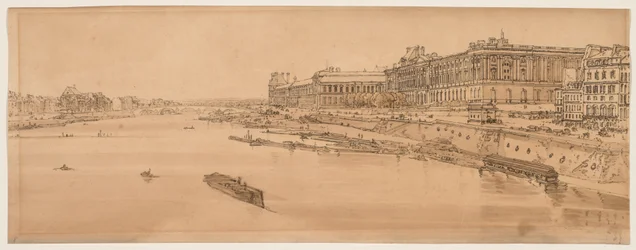 Výběr dvaceti nejmalebnějších pohledů v Paříži: Pohled na Louvre a most Tuilleries z Pont Neuf