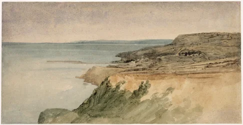 Lyme Regis, Dorset, cca 1797 (wc přes tužku na texturovaném papíře)