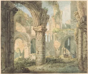 Svatý ostrov St. Cuthberta, 1797 (wc nad tužkou na texturovaném papíře)