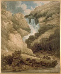 Soutěska Wathenlath s vodopády Lodore, Derwentwater, c1801