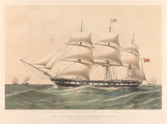 Clipper Ship Yorkshire 1100 Tons, asi 1857-60 (kolorovaná litografie)