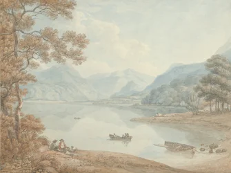 Pohled na Derwent Water, směrem na Borrowdale (Cumberland)