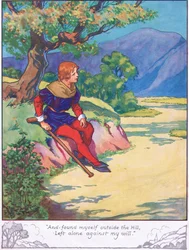 "A ocitl jsem se za kopcem, ponechán sám proti své vůli" (barevná litografie)