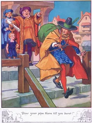 "Foukej, dokud ti nepraskne dýmka!" (barevná litografie)