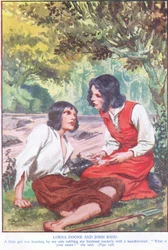 Lorna Doone a John Ridd (barevná litografie)
