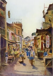 Ulice v Macau (barevné lito)