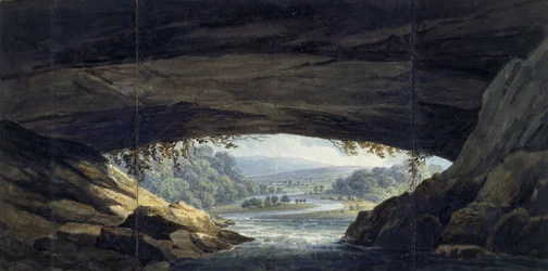 Interiér jeskyně Porth yr Ogof (akvarel na papíře)