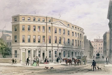 Nové domy u vchodu do ulice Gresham, 1851