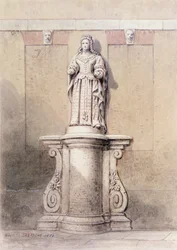 Socha královny Anny na východním konci náměstí Queen Square, 1851