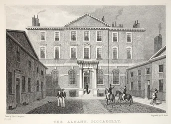 Albany, Piccadilly, z hospody „Londýn a jeho okolí v devatenáctém století“. Jones und Co., 1827-1829
