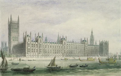 The Houses of Parliament (grafit, pero a inkoust a wc na papíře)