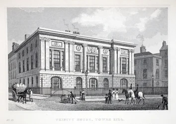 Trinity House, Tower Hill, z hospody „Londýn a jeho okolí v devatenáctém století“. Jones und Co., 1827-1829