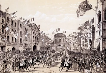 Návštěva Napoleona III a císařovny Eugenie ve městě, 19. dubna 1855