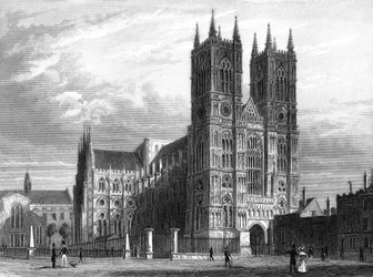 Westminsterská katedrála, Londýn 1858 (rytina)