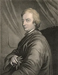 Portrét Johna Drydena (1631-1700) vyrytý Charlesem Edwardem Wagstaffem (nar. 1808) hospoda. od Williama Mackenzieho