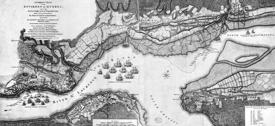 Správný plán okolí Quebecu a bitvy vybojované 13. září 1759