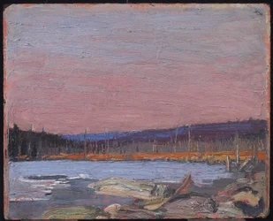 A Northern Lake, cca 1916 (olej na kompozitní dřevovláknité desce)