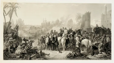 Reliéf Lucknow a triumfální setkání Havelocka, Outrama a Sira Colina Campbella, 1862