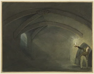 Předpokládaná „Krypta kostela svatého Leonarda“ (akvarel na papíře)
