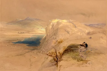 Craig Lough a římská zeď, 1839 (tužka, kvaš a čb na papíře)