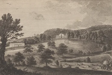Pohled na lóži v South Parku, poblíž Penshurstu v hrabství Kent, z H..., 1777-90.