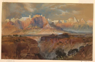 Kresba, Útesy Rio Virgin, jižní Utah, 1873
