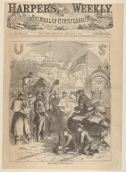 Santa Claus v táboře z Harpers Weekly, 3. ledna 1863.