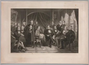 Washington Irving a jeho literární přátelé v Sunnyside, 1864.