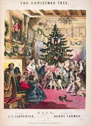 Obálka partitury „The Christmas Tree“, kterou napsal J.E. Carpenter s hudbou Henryho Farmera (barevné lito) (viz také 349724)