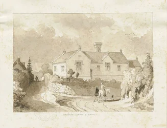 Croxden - Kaple a škola: sépiová lavírovaná kresba, nd [1817-1845] (kresba)