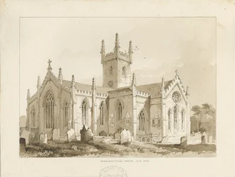 Handsworth Church: sépiová kresba