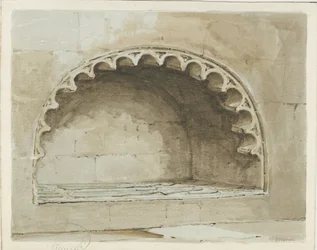 Penkridge Church - Monument in South Wall: malba vodovými barvami, nd [1817-1845] (malba)