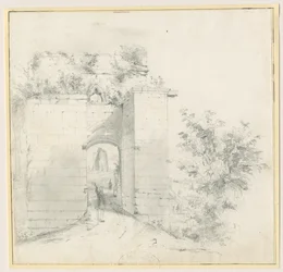 Hrad Tutbury - Vstupní brána: kresba tužkou, nd [?19. století] (kresba)