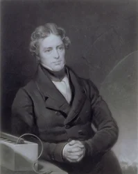 Portrét Michaela Faradaya (1791-1867) vyrytý Henry Cousinsem († 1864) kolem roku 1841