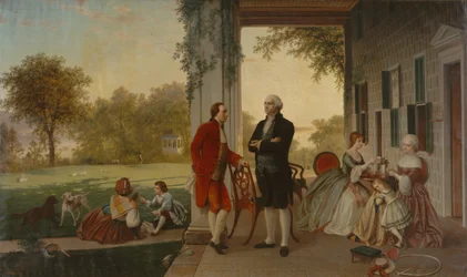 Washington a Lafayette na Mount Vernon, 1784 Domov Washingtonu po válce, 1859.