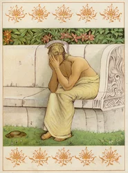 Perseus pláče, když zabil Akrisia (barevné lito)
