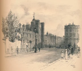 Celkový pohled na Palác svatého Jakuba, z Pall Mall, 1902