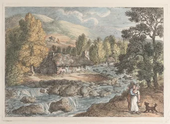 Cornish Waterfall, from Views in Cornwall, 1812., 1812.