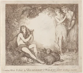Apollo, Lyra a Daphne Obchodní karta ilustrující Marian, operu, 1797-99., 1797-99.