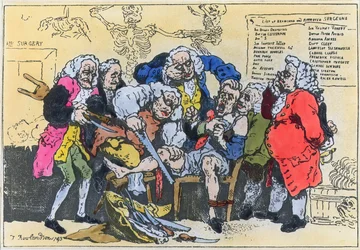 Karikatura gruzínských chirurgů v práci