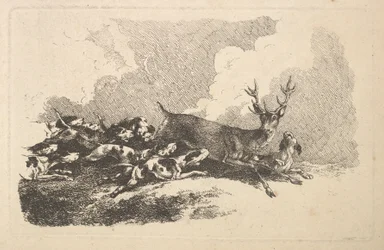 Honiči lovící jelena, 1784-88.