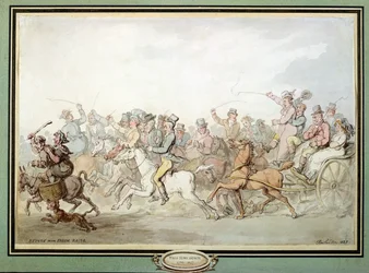 Návrat z Epsom Races, 1823 (pero, wc a tužka na papíře)