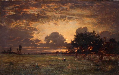 Západ slunce nad plání Barbizon,
