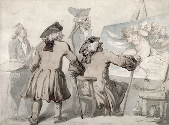 The Connoisseurs, cca 1790 (pero, inkoust a akvarel přes grafit na lepeném tkaném papíře)